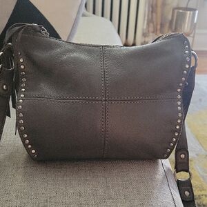 Chic Grey Studded Crossbody Bag